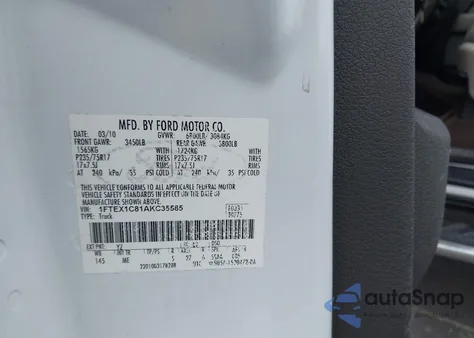 2010 Ford F-150 Stx/Xl/Xlt z USA, uszkodzony, nr VIN 1FTEX1C81AKC35585